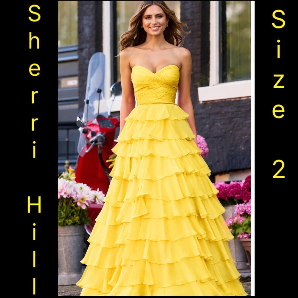 Sherri Hill 56346 Yellow Ruffle Gown